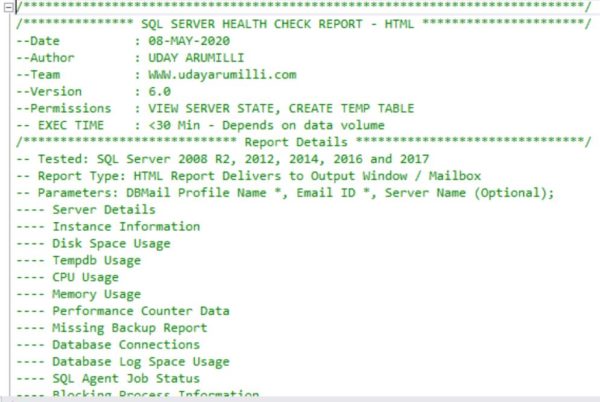 SQL Server Health Check HTML Report - udayarumilli.com